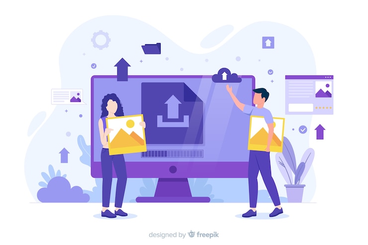 Vector gratuito concepto para la página de inicio de carga de imágenes