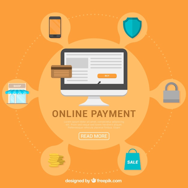 Concepto de pago online con iconos