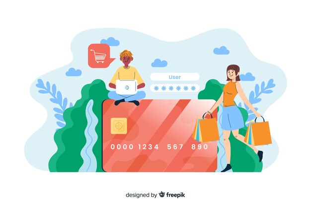 Concepto de pago con tarjeta de crédito para la página de destino