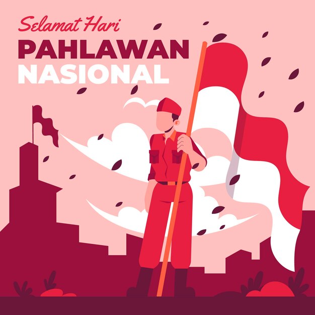 Concepto de pahlawan de diseño plano