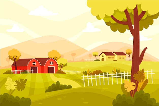 Vector gratuito concepto de paisaje de campo