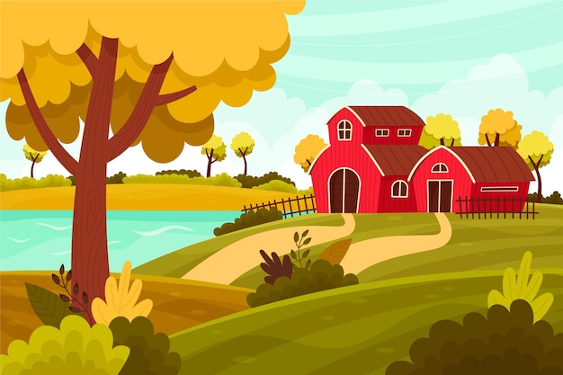 Vector gratuito concepto de paisaje de campo