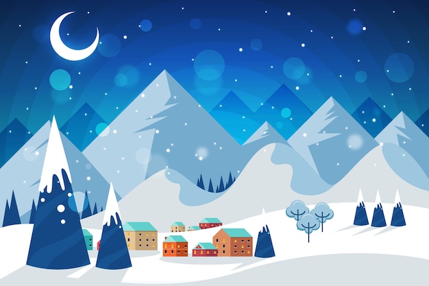 Vector gratuito concepto de paisaje de invierno en diseño plano