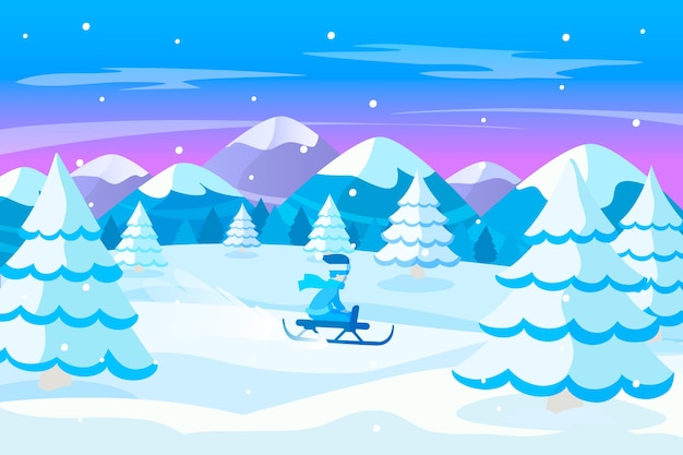 Vector gratuito concepto de paisaje de invierno de diseño plano