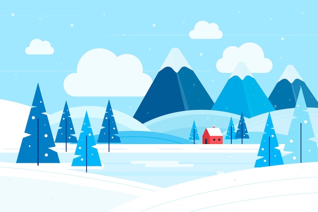 Vector gratuito concepto de paisaje de invierno de diseño plano