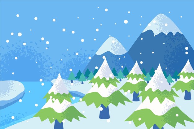Concepto de paisaje de invierno en mano dibujado