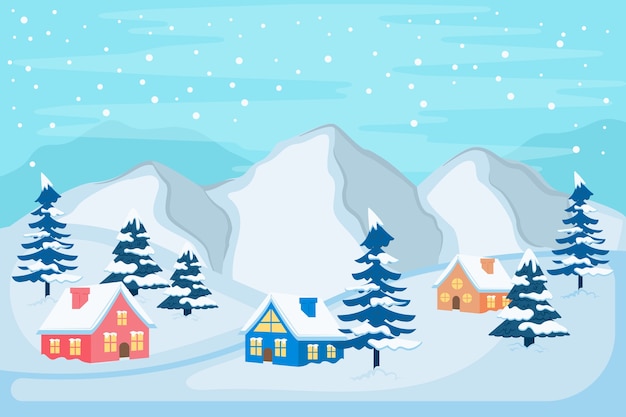 Concepto de paisaje de invierno en mano dibujado