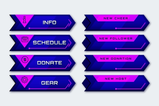 Concepto de paneles de transmisión Twitch