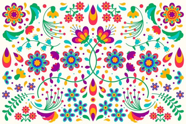 Concepto de papel tapiz mexicano colorido diseño plano
