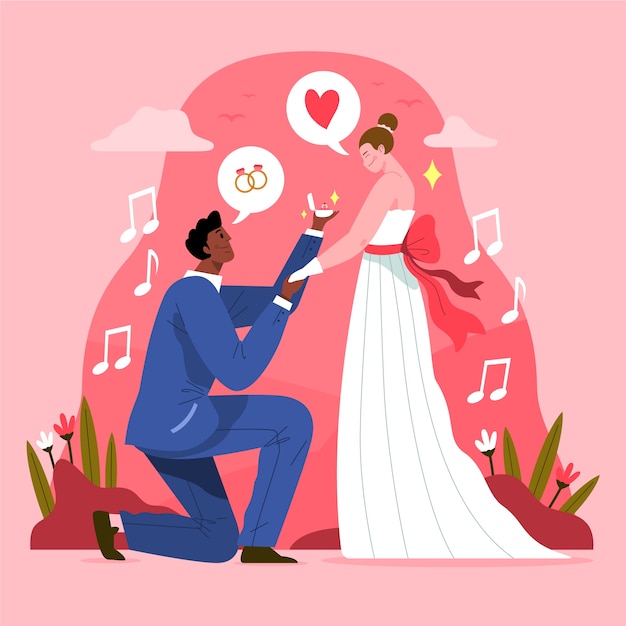 Vector gratuito concepto de parejas de boda a mano