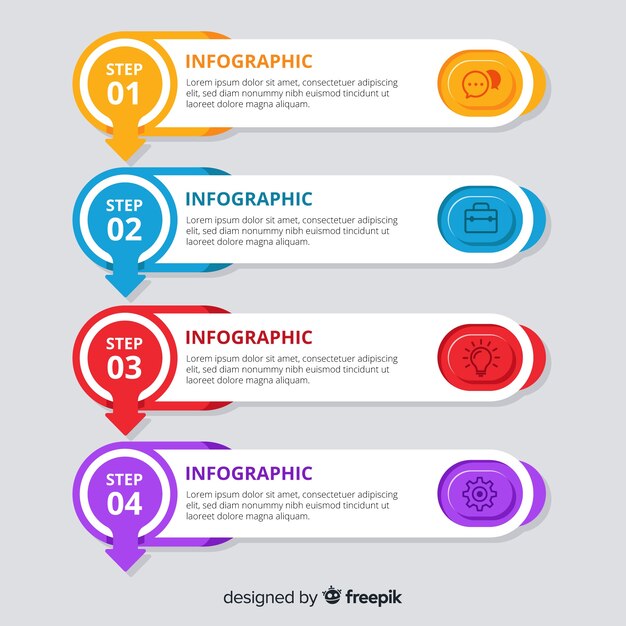 Concepto de pasos infográficos en diseño flat
