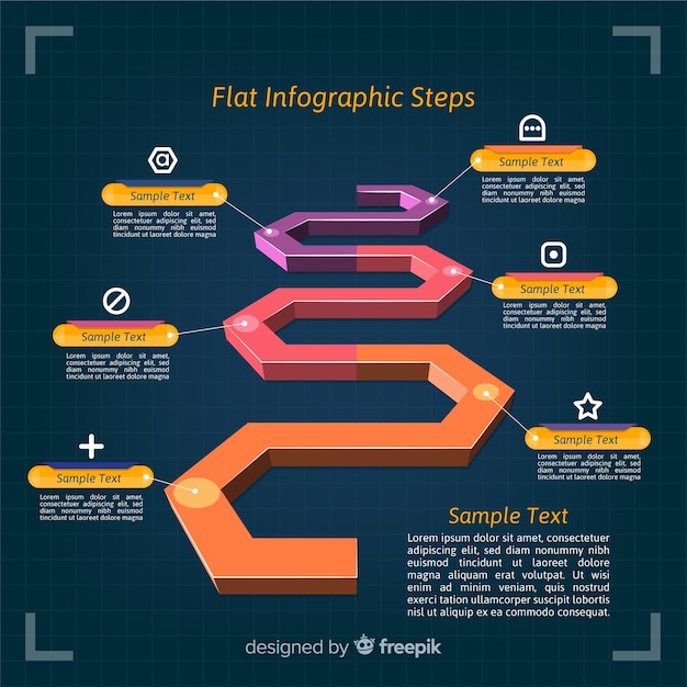 Concepto de pasos infográficos en diseño flat