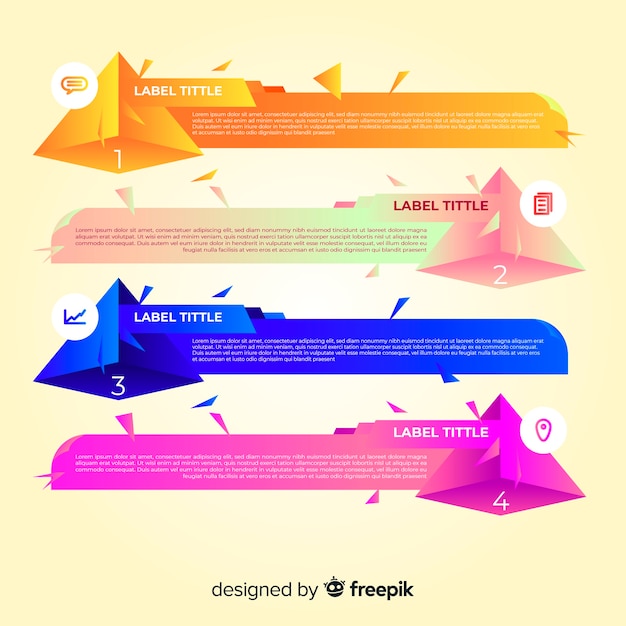 Concepto de pasos infográficos con efecto gradiente