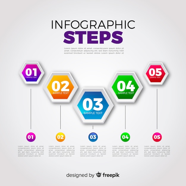 Concepto de pasos infográficos con efecto gradiente