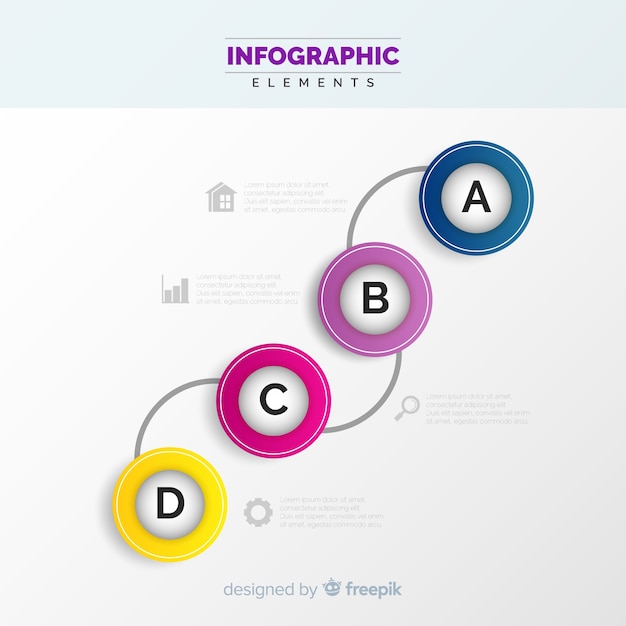 Concepto de pasos infográficos con efecto gradiente