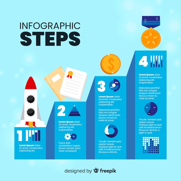 Vector gratuito concepto de pasos infográficos en estilo flat