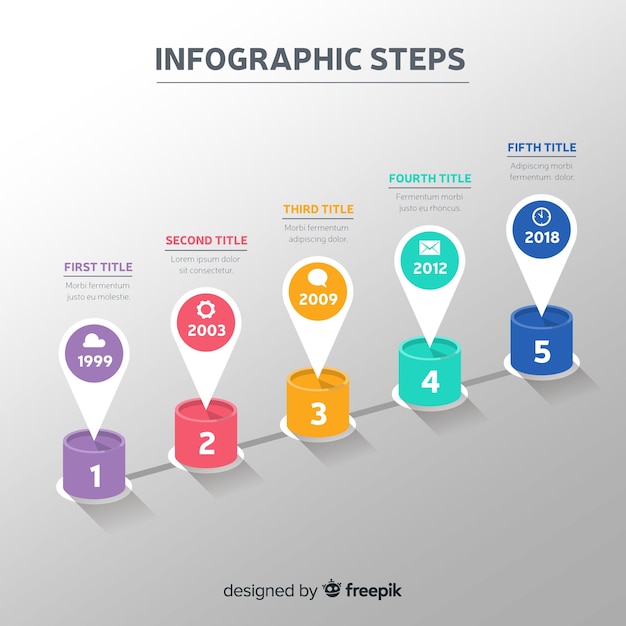 Concepto de pasos infográficos en estilo flat
