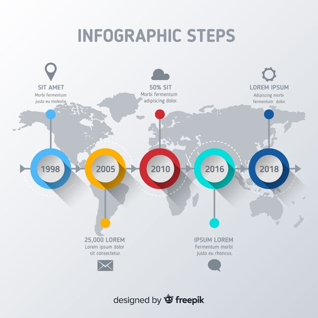 Concepto de pasos infográficos en estilo flat