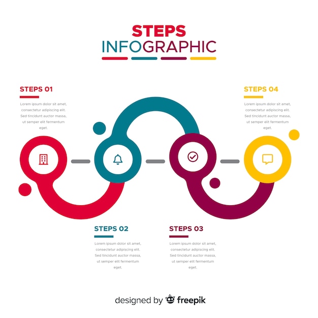 Vector gratuito concepto de pasos infográficos en estilo flat