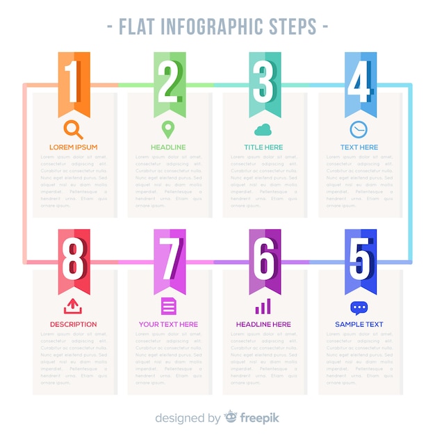 Vector gratuito concepto de pasos infográficos en estilo flat