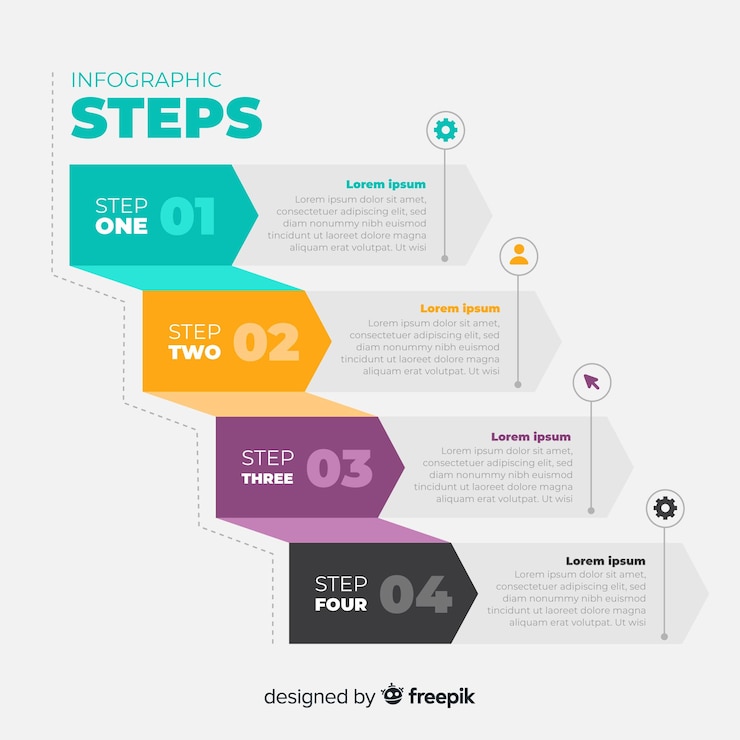 Vector gratuito concepto de pasos infográficos en estilo flat