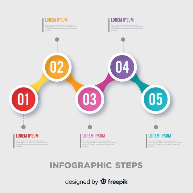 Concepto de pasos infográficos en estilo flat