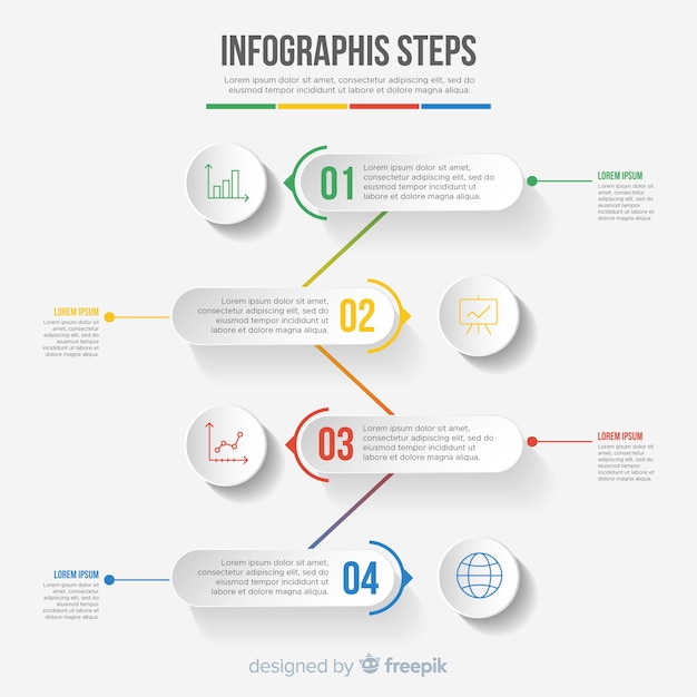 Concepto de pasos infográficos en estilo plano
