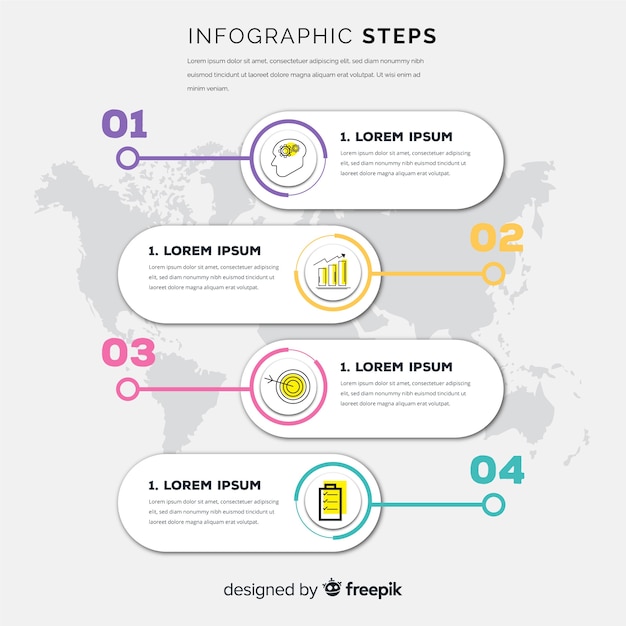 Concepto de pasos infográficos en estilo plano