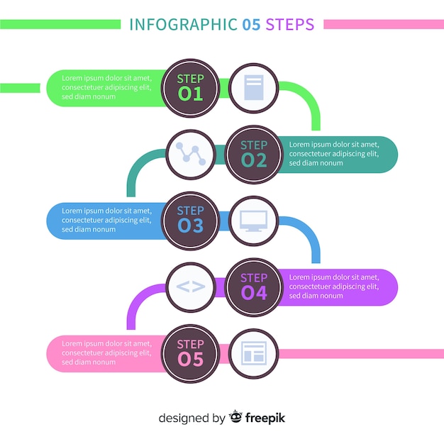 Vector gratuito concepto de pasos infográficos