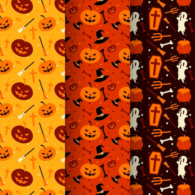 Concepto de patrones de halloween plana