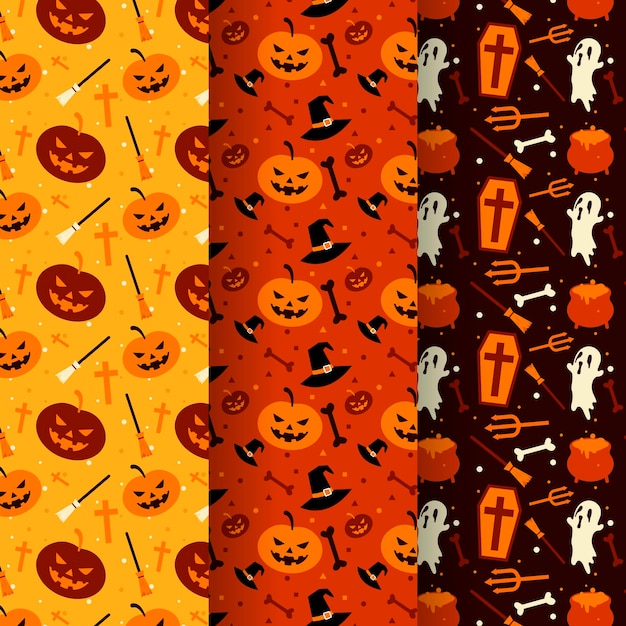 Vector gratuito concepto de patrones de halloween plana