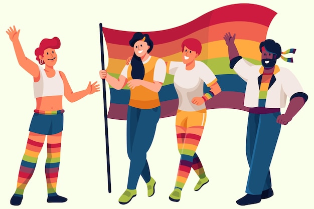 Vector gratuito concepto de personas del día del orgullo