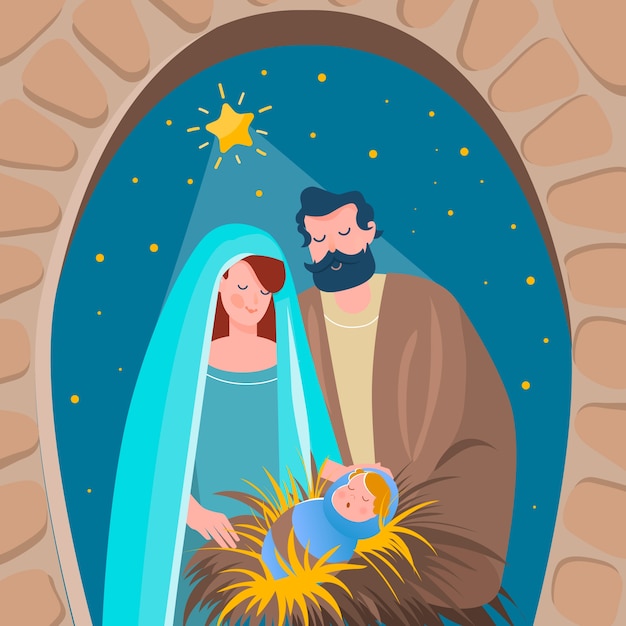 Concepto de pesebre en diseño plano