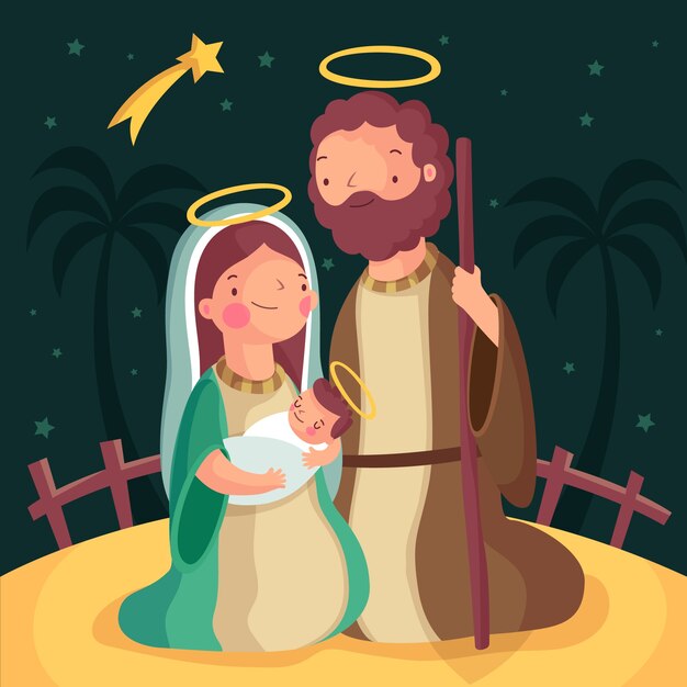 Concepto de pesebre en diseño plano