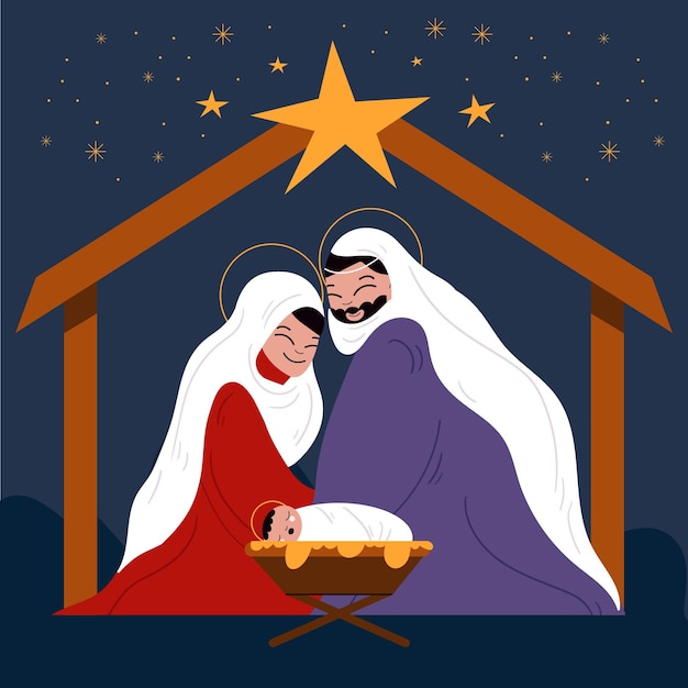 Concepto de pesebre en diseño plano