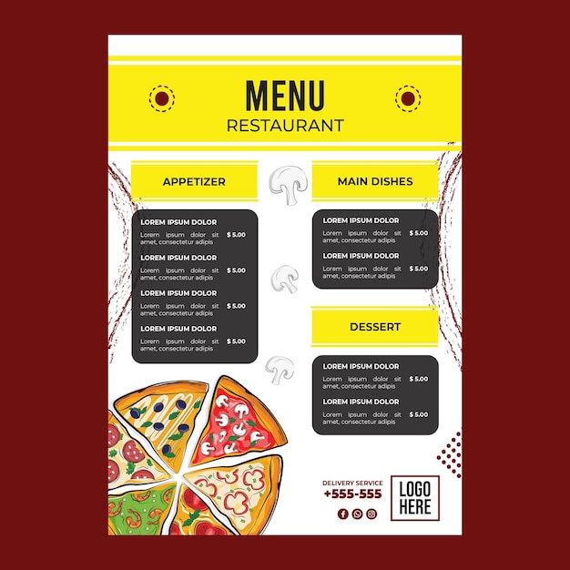 Vector gratuito concepto de pizza deliciosa