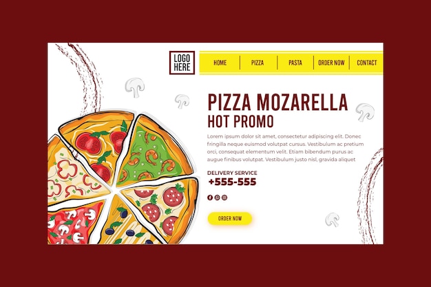 Vector gratuito concepto de pizza deliciosa