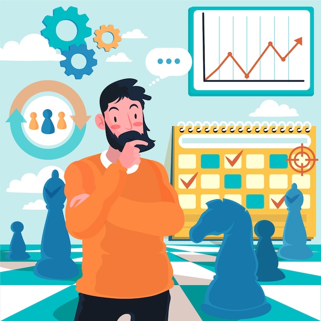 Concepto de planificación empresarial de diseño plano dibujado a mano
