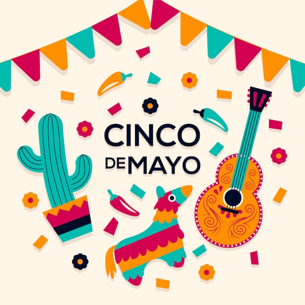 Concepto plano de cinco de mayo