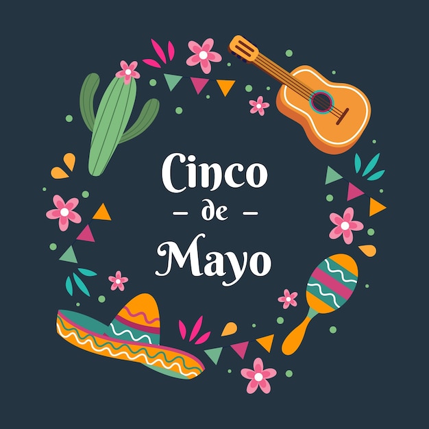 Vector gratuito concepto plano de cinco de mayo