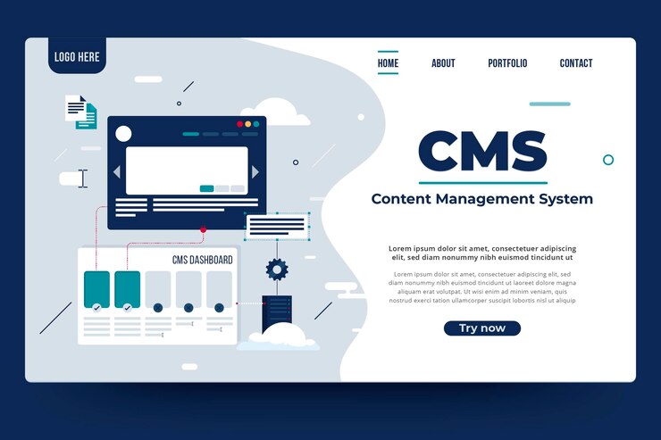 Vector gratuito concepto plano cms - página de inicio