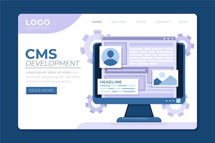 Vector gratuito concepto plano cms - página de inicio