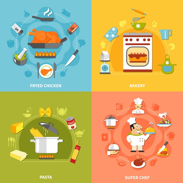 Vector gratuito concepto plano culinario