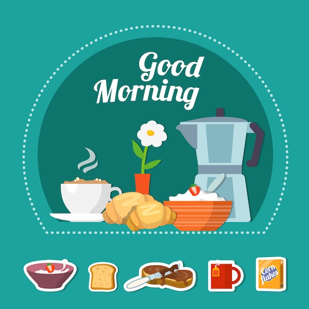 Vector gratuito concepto plano de desayuno