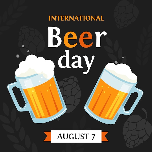 Vector gratuito concepto plano del día internacional de la cerveza