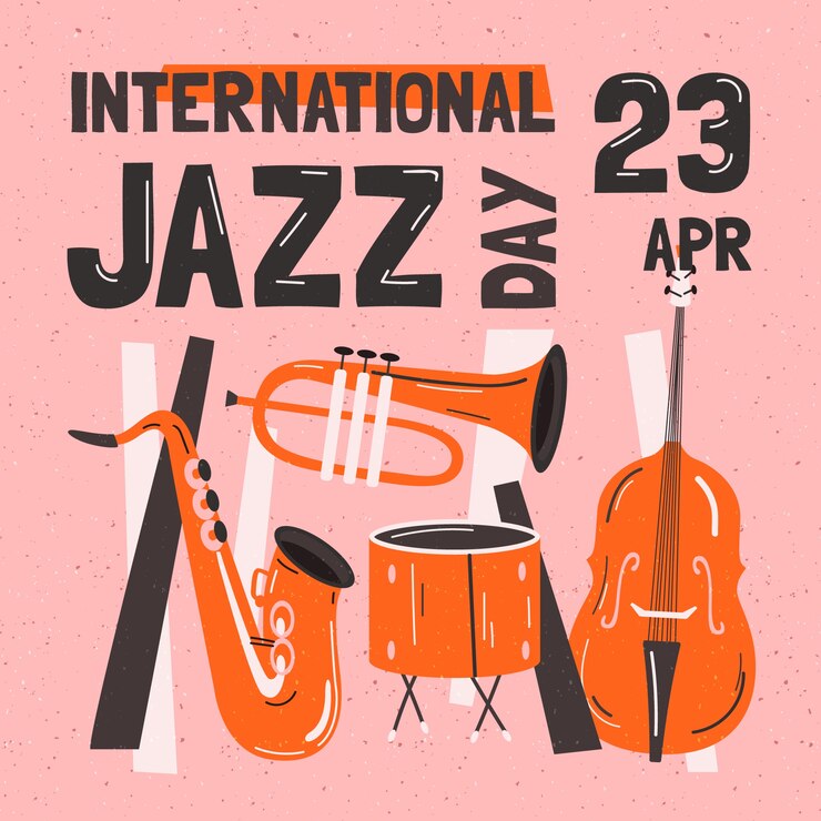 Vector gratuito concepto plano del día internacional del jazz