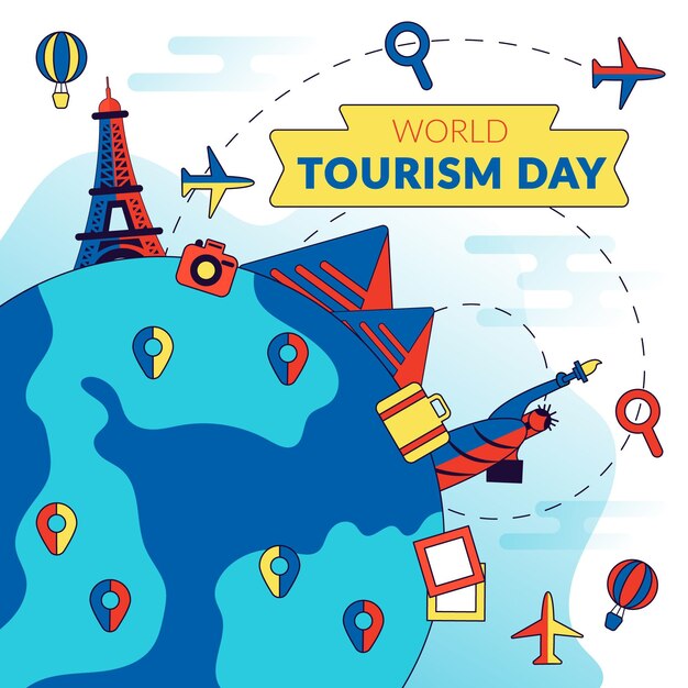 Concepto plano del día mundial del turismo