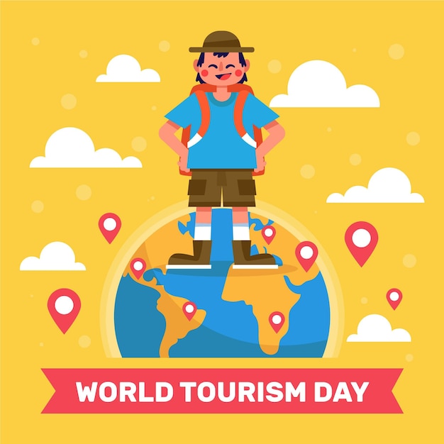 Concepto plano del día mundial del turismo