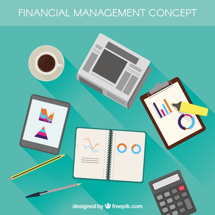 Vector gratuito concepto plano de finanzas con elementos clásicos