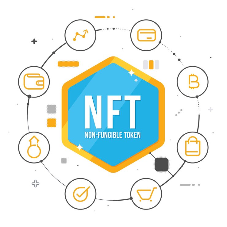 Vector gratuito concepto plano futurista nft